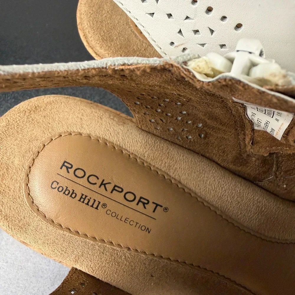Rockport Cobb Hill Sandals Women's 11W Leather Laser Cut Wedge Casual Career